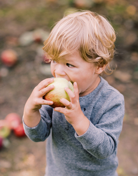 Chłopczyk jedzący jabłko